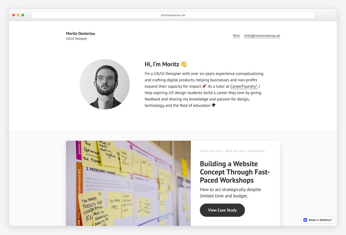 Moritz Oesterlau UX portfolio website
