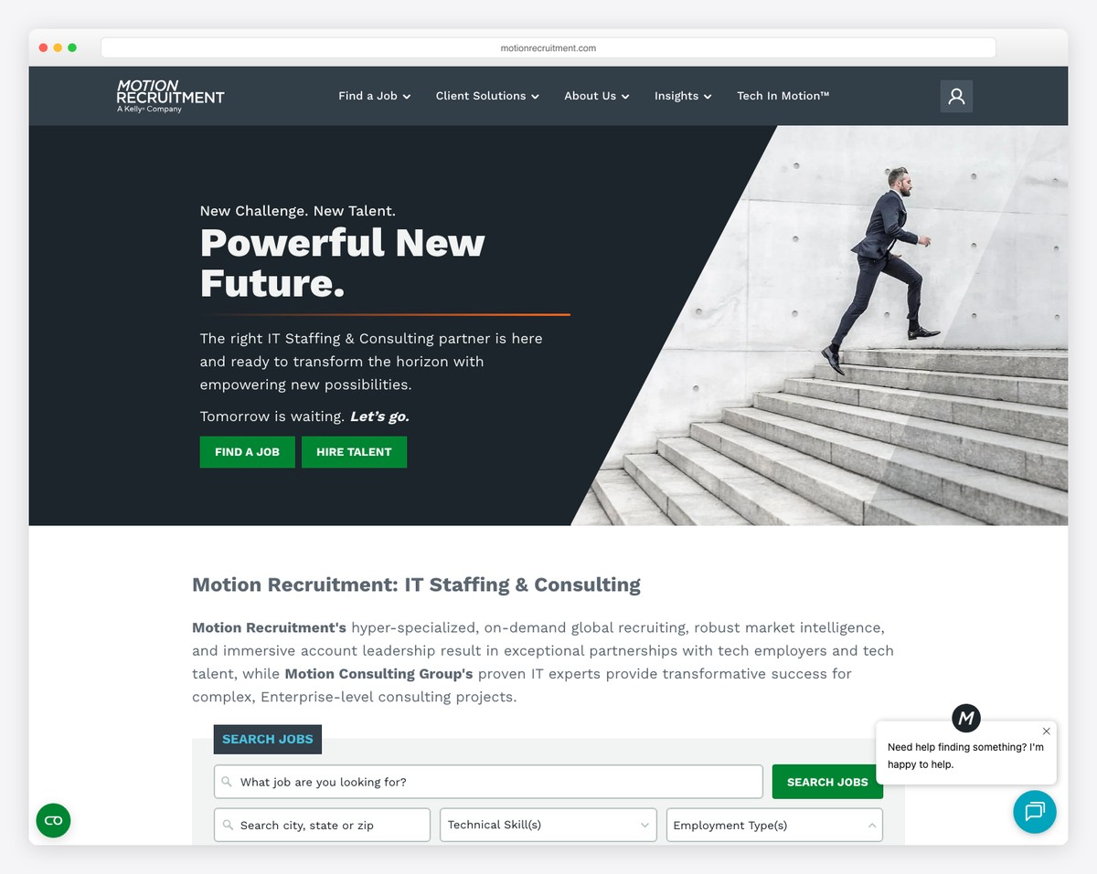 motion recruitment website example