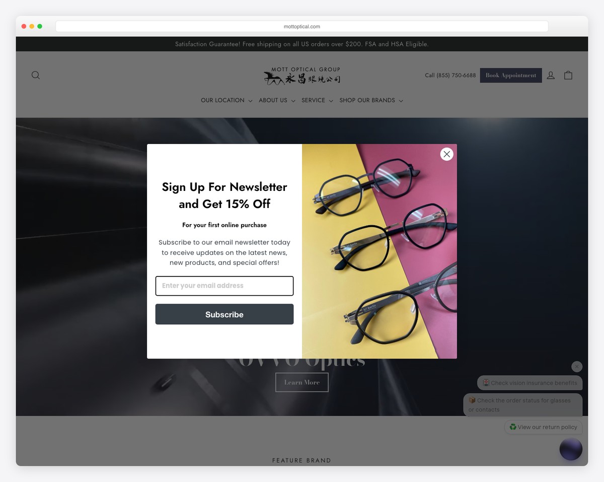 mott optical group website example