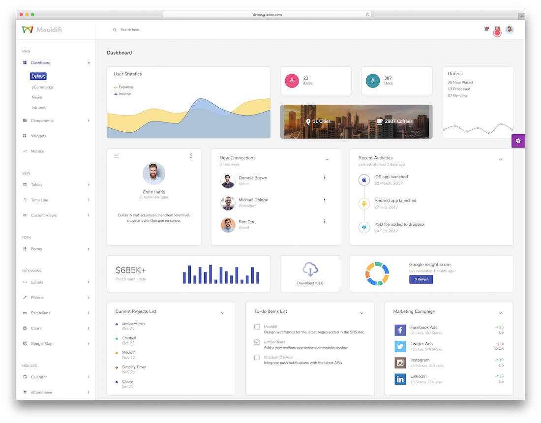 20 Best React Dashboard Templates For Killer Applications 2020 - Colorlib