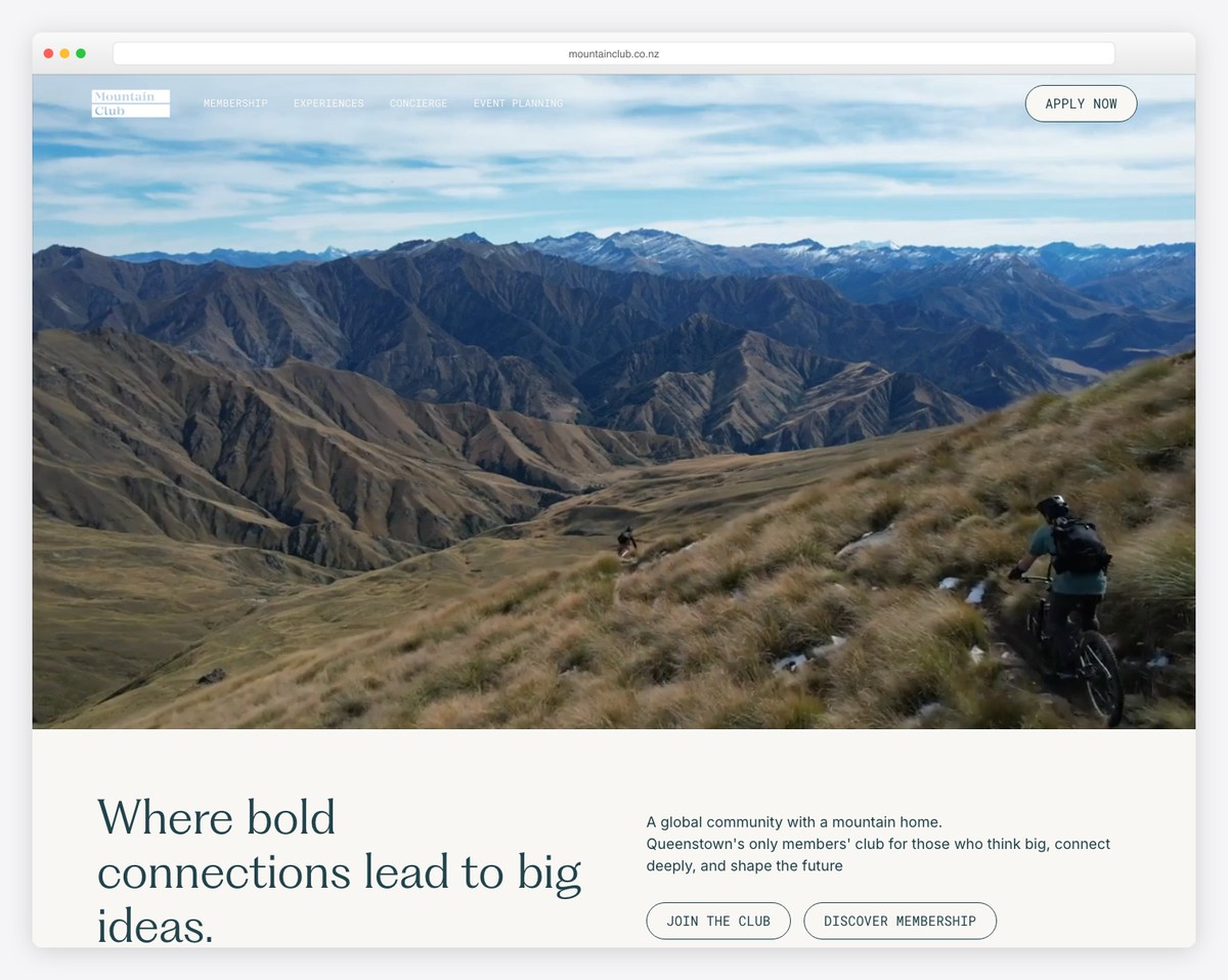 mountain club website example