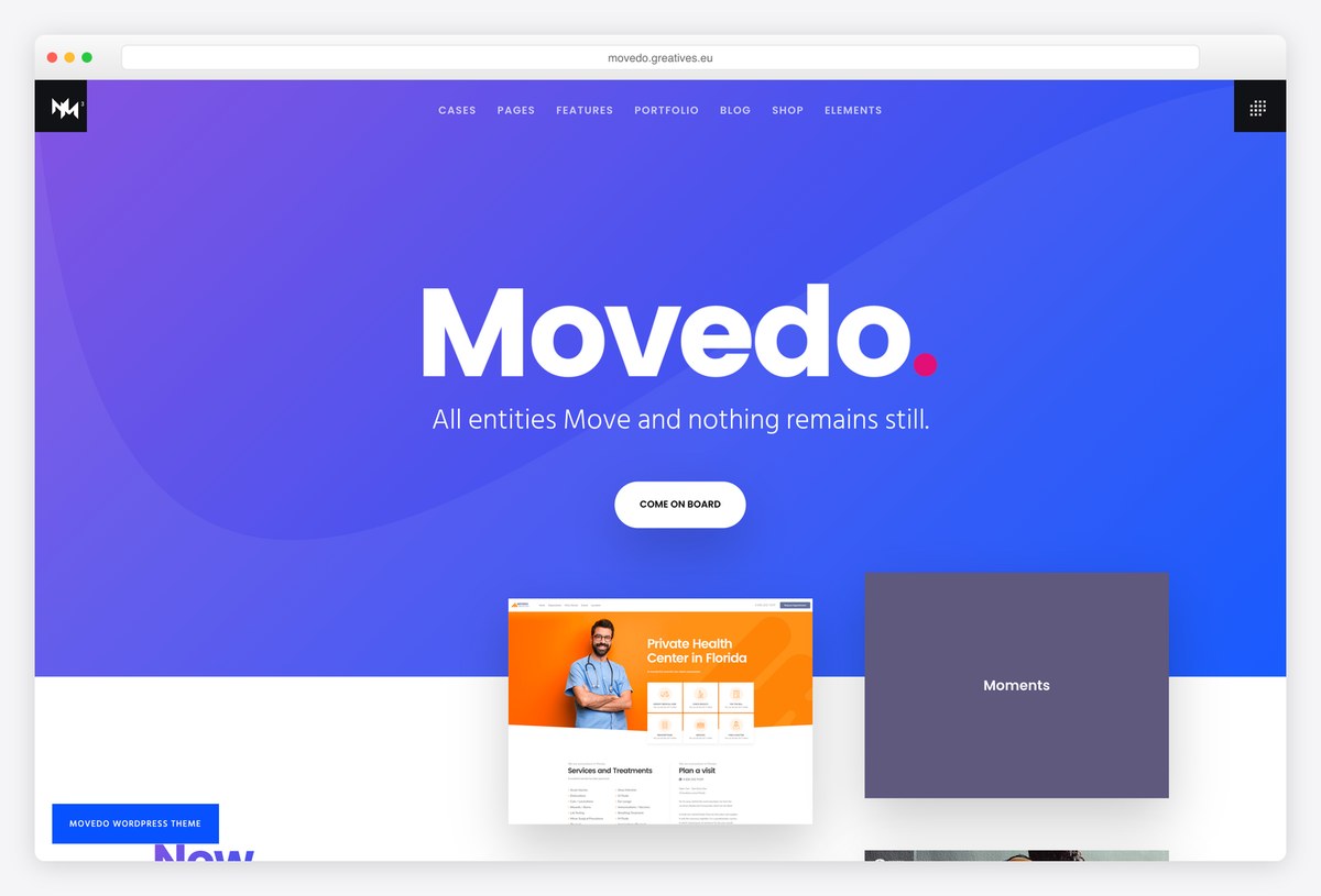 Movedo parallax website template demo