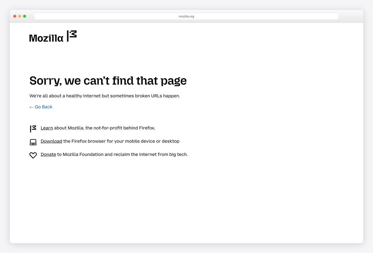 Mozilla 404 page design