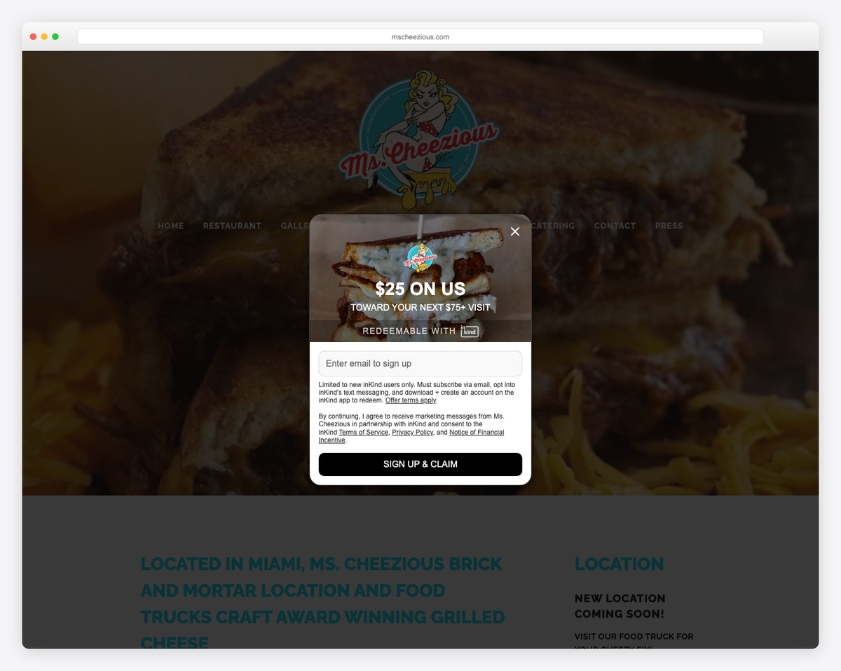 ms cheezious food truck website example