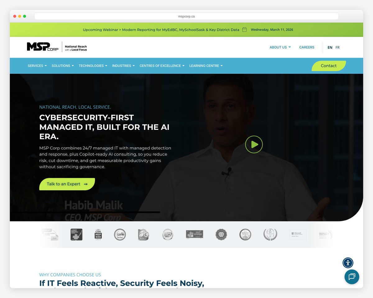 msp corp website example