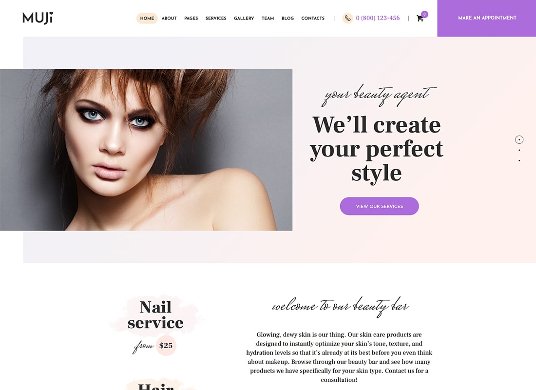 Muji | Beauty Shop & Spa Salon WordPress Theme