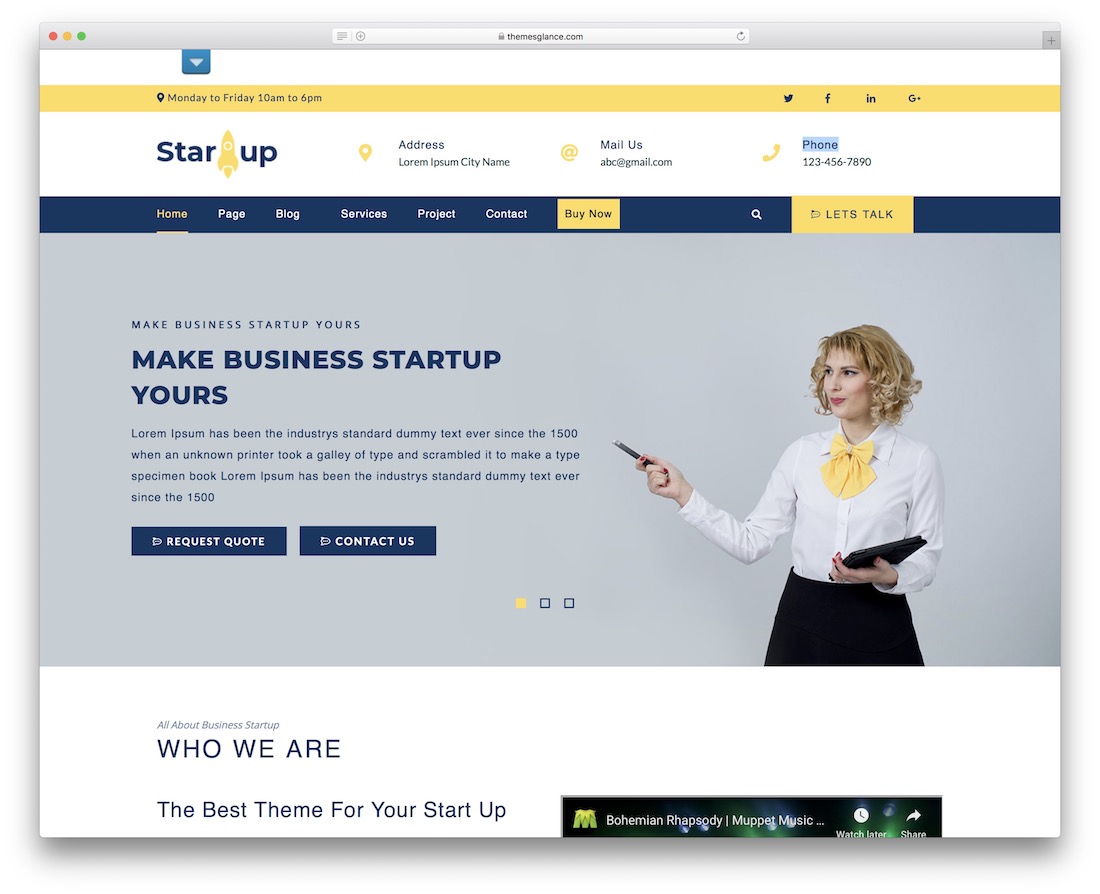 multipurpose startup free wordpress theme