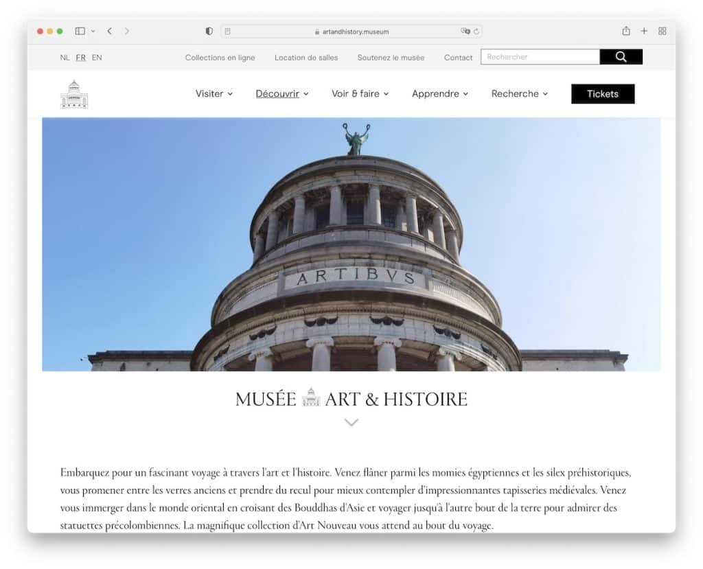 musee art histoire art portfolio website