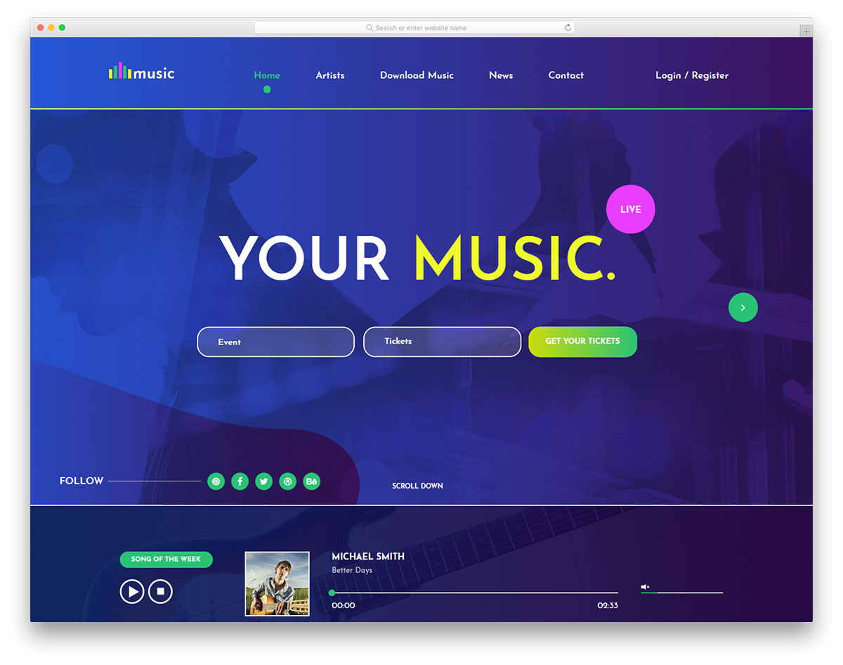 Music Free Mobile Ready Music Website Template 2024 Colorlib