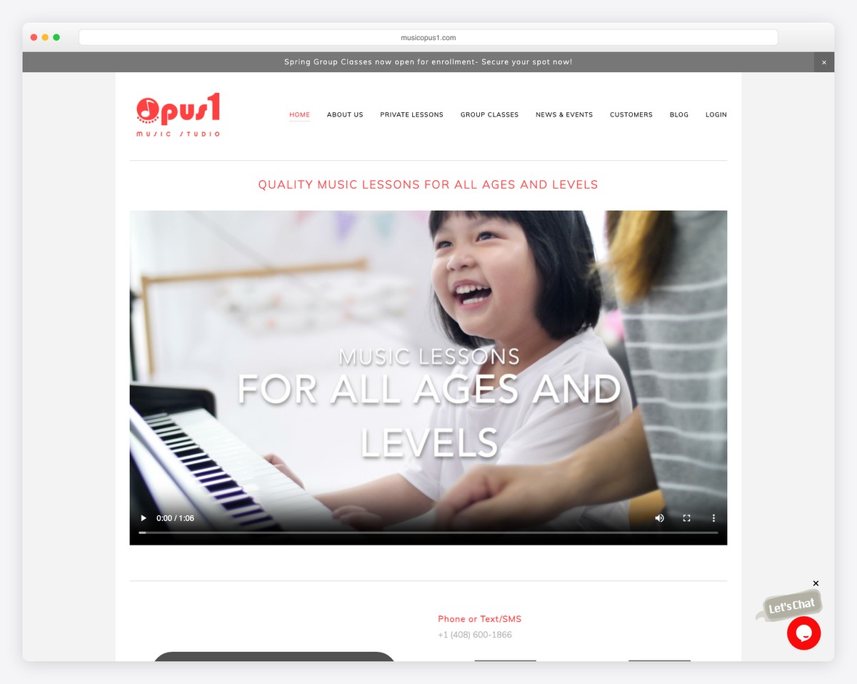 opus 1 music studio website example
