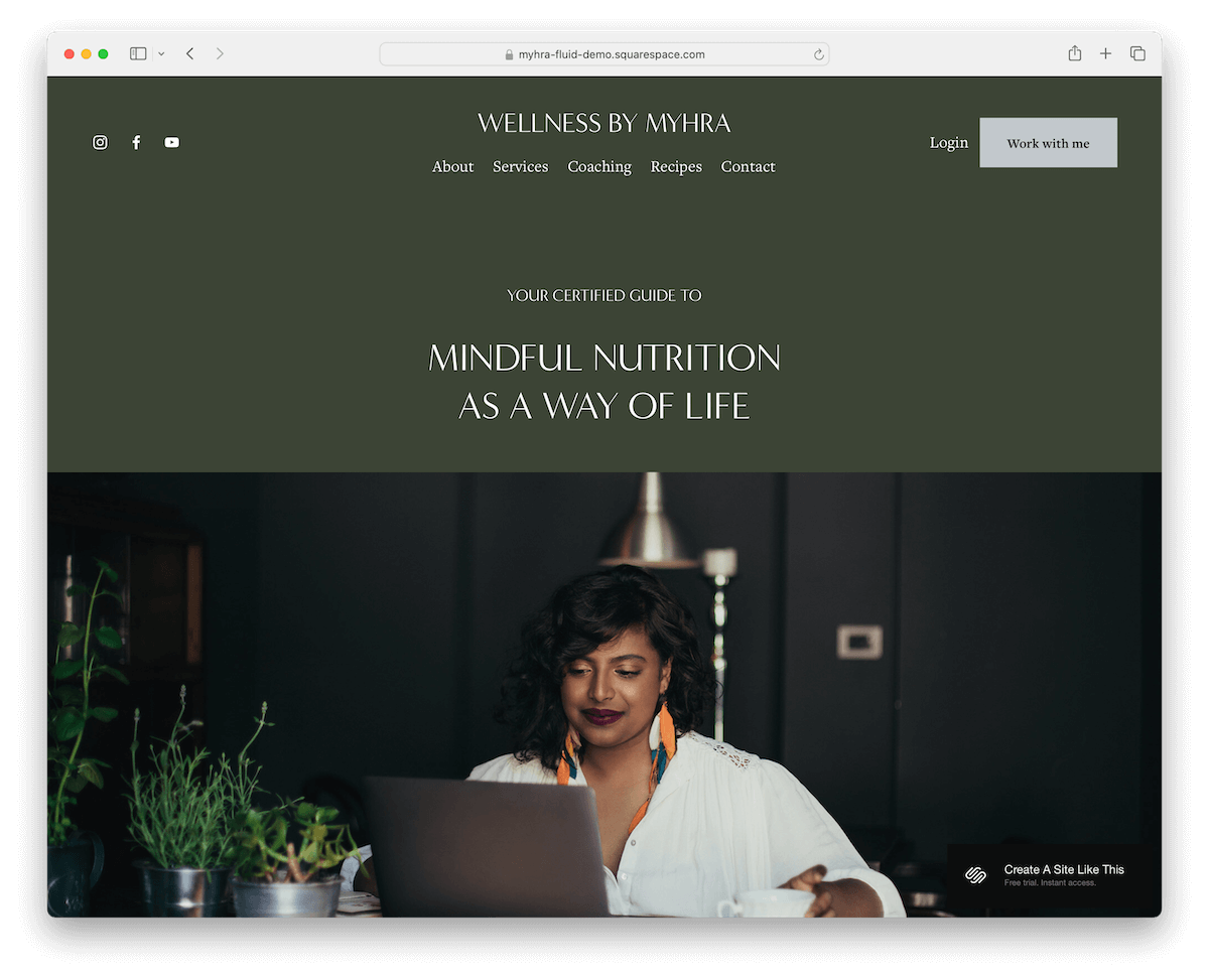 myhra - nutrition coach squarespace template