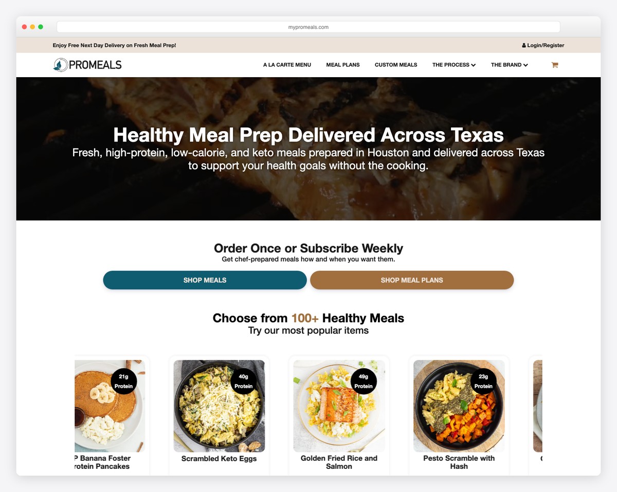 promeals website example