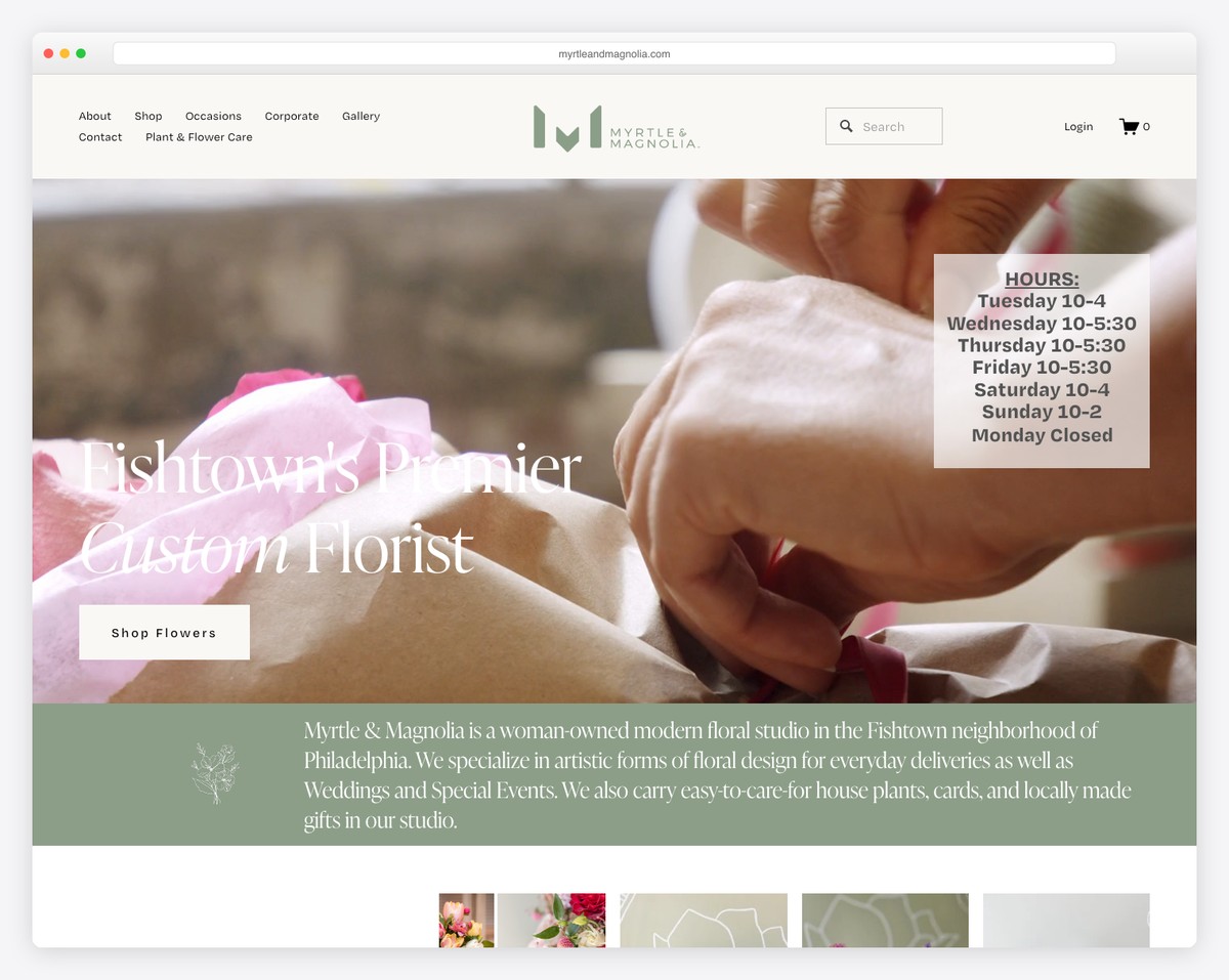 myrtle & magnolia website example