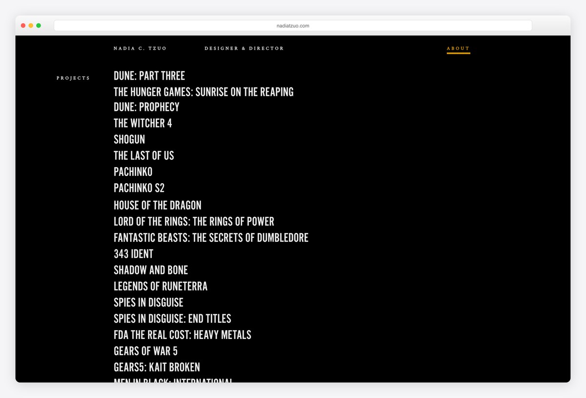 Nadia Tzuo title designer portfolio website