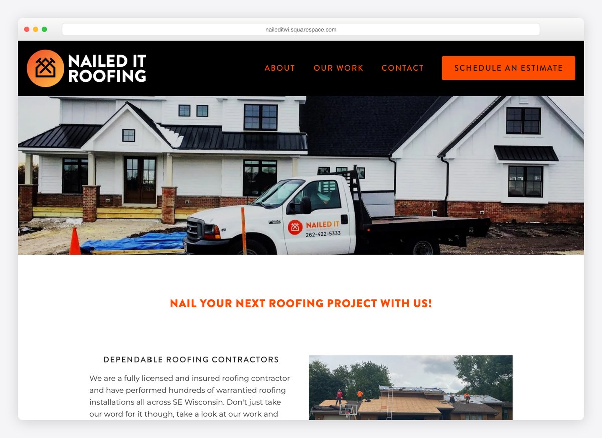 Nailed It Roofing & Remodeling roofing company website homepage