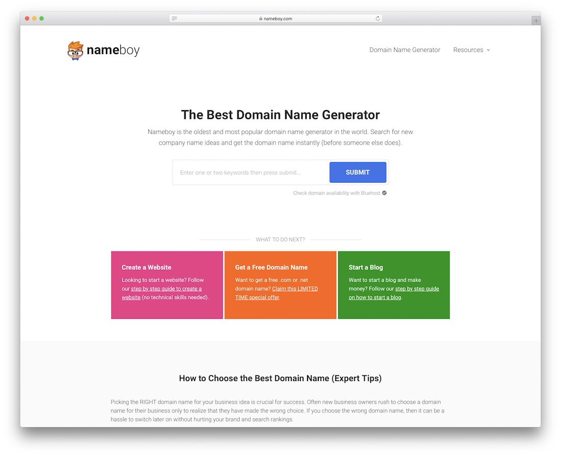 nameboy - blog name generator