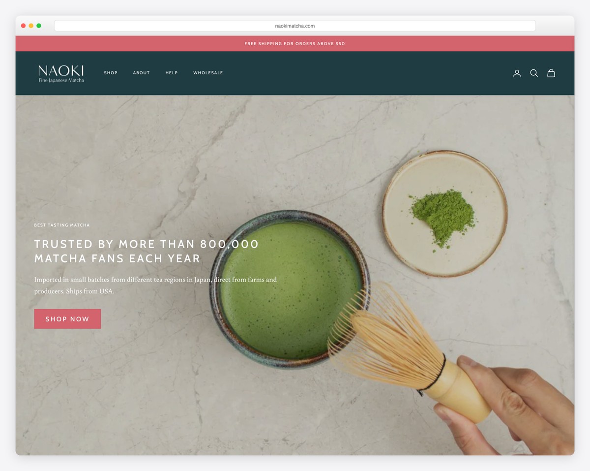 naoki matcha website example