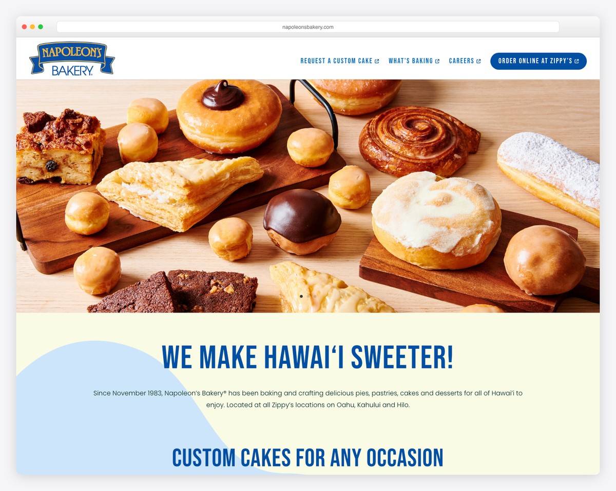 napoleon's bakery website example