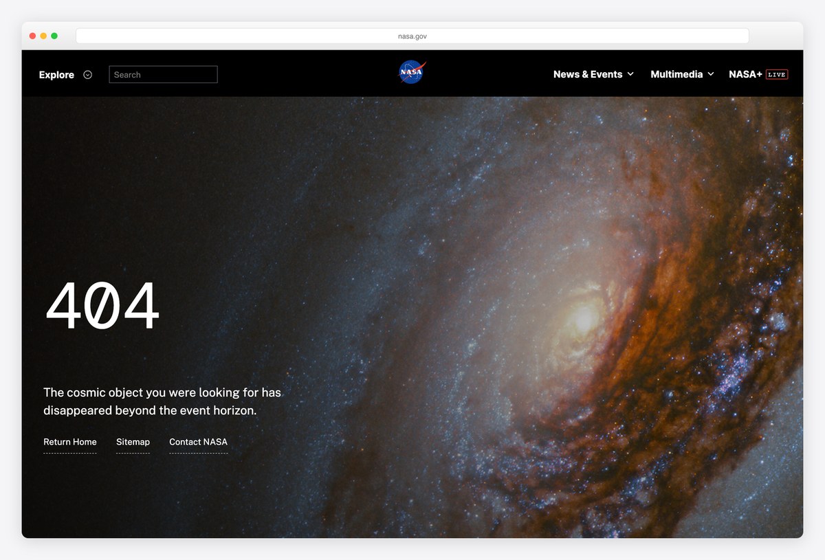 NASA 404 page design