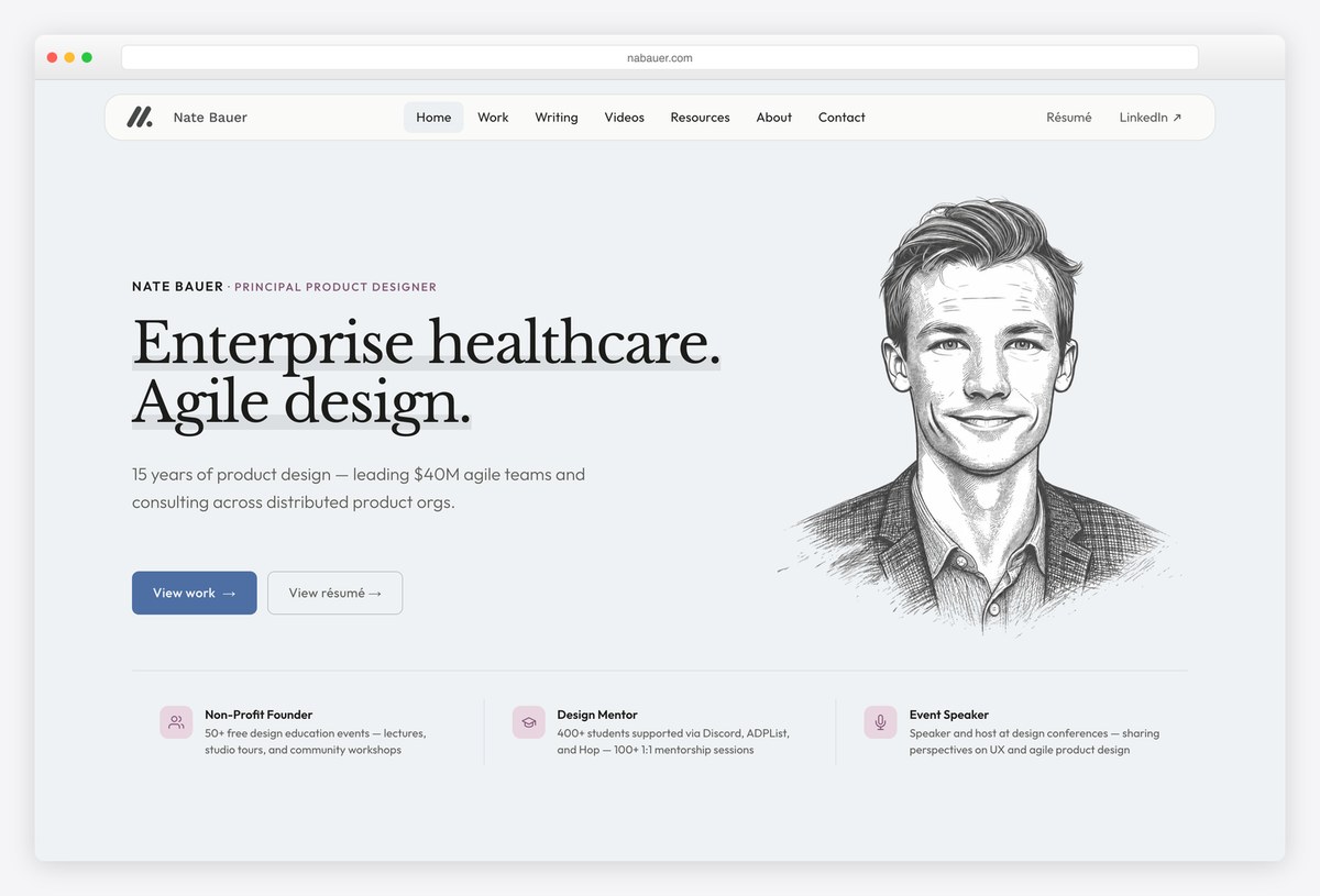 Nate Bauer UX portfolio website