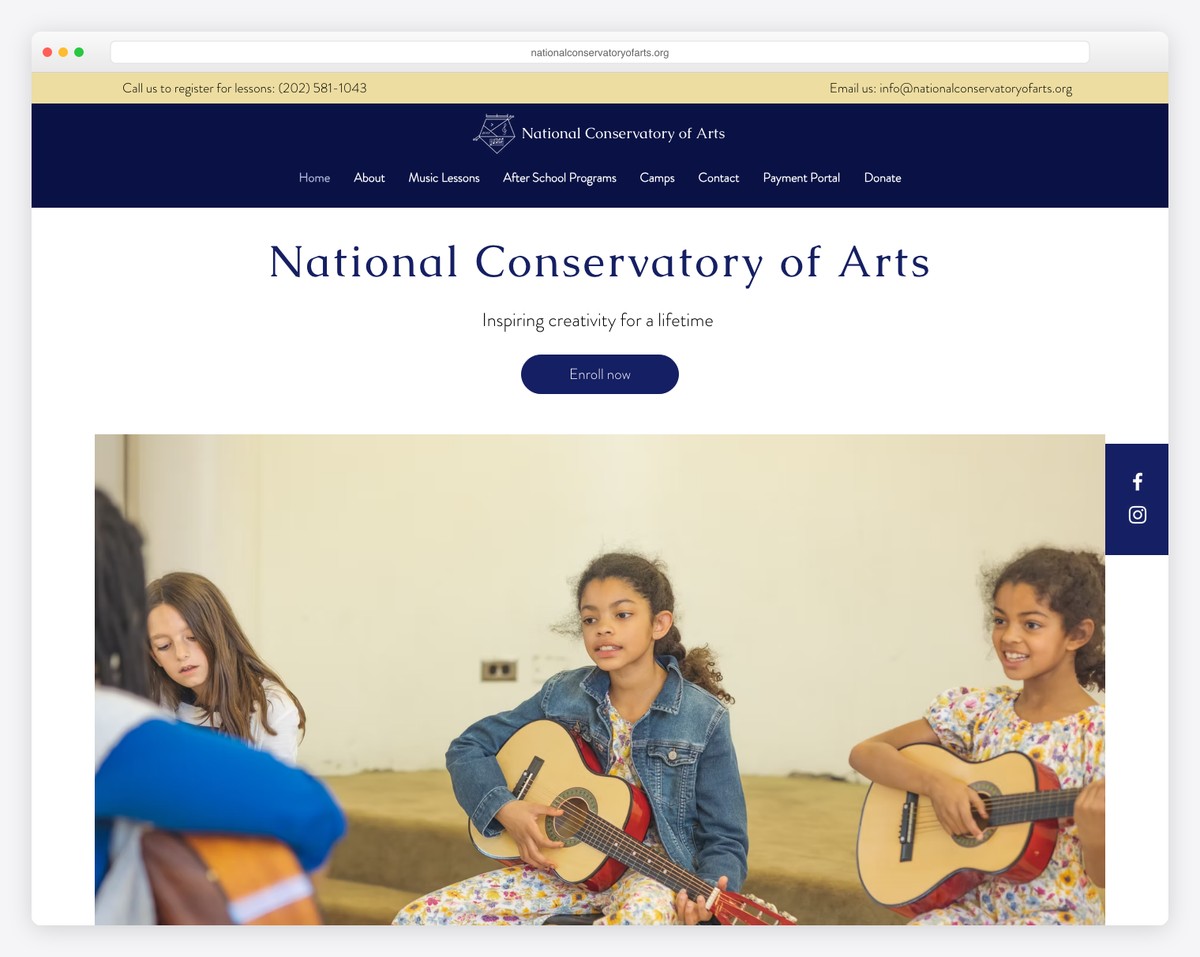 national conservatory of arts website example