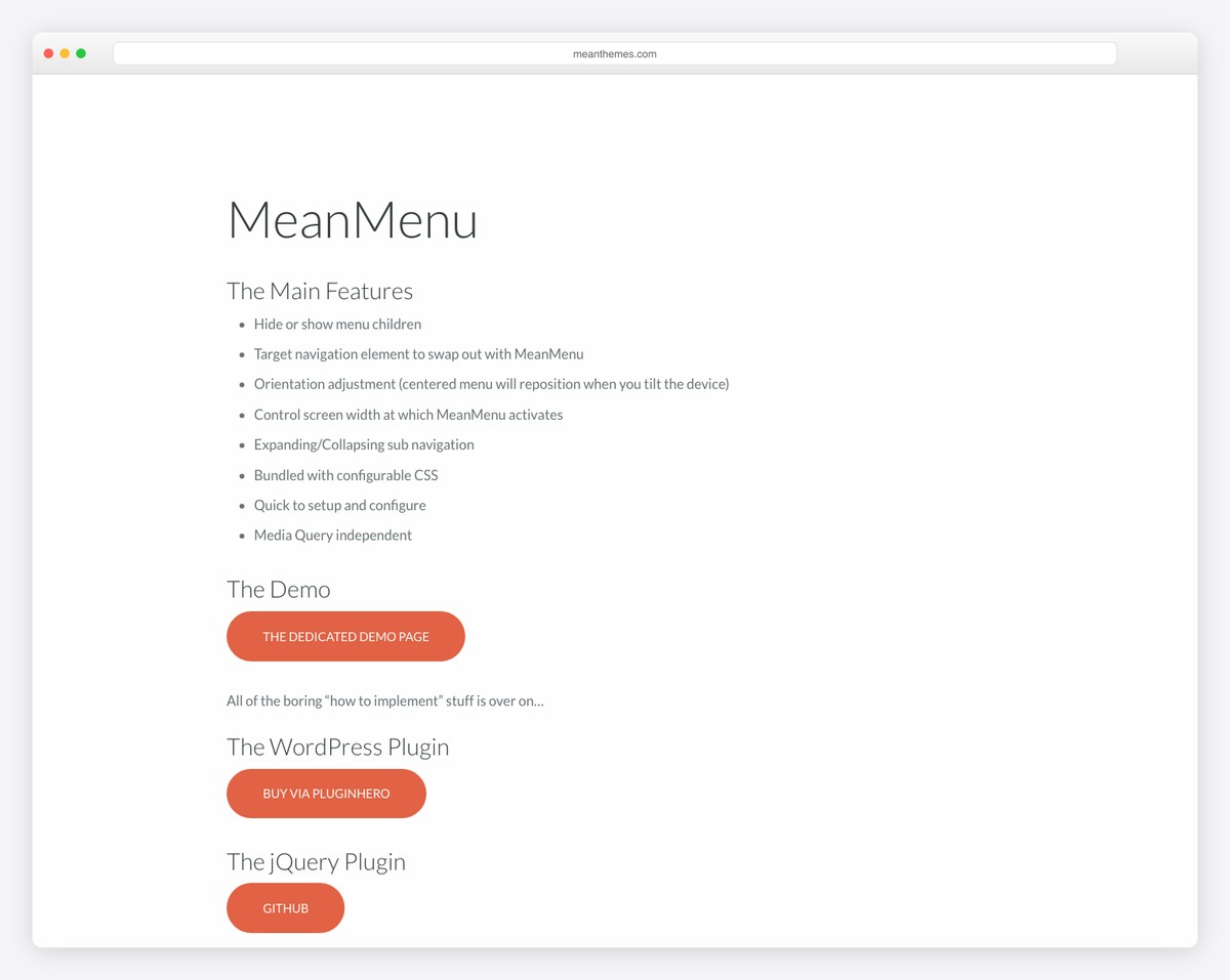 mean menu navigation plugin screenshot