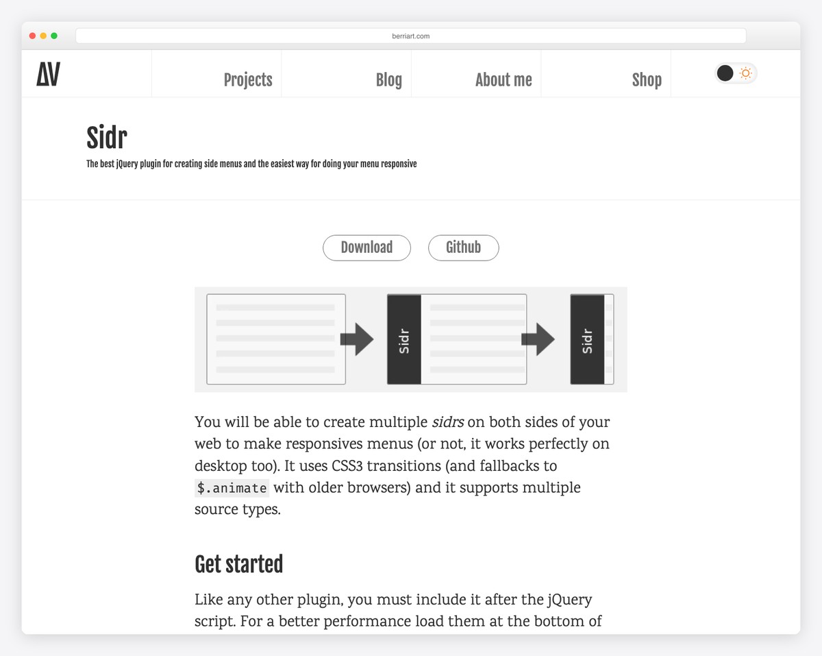 sidr navigation plugin screenshot