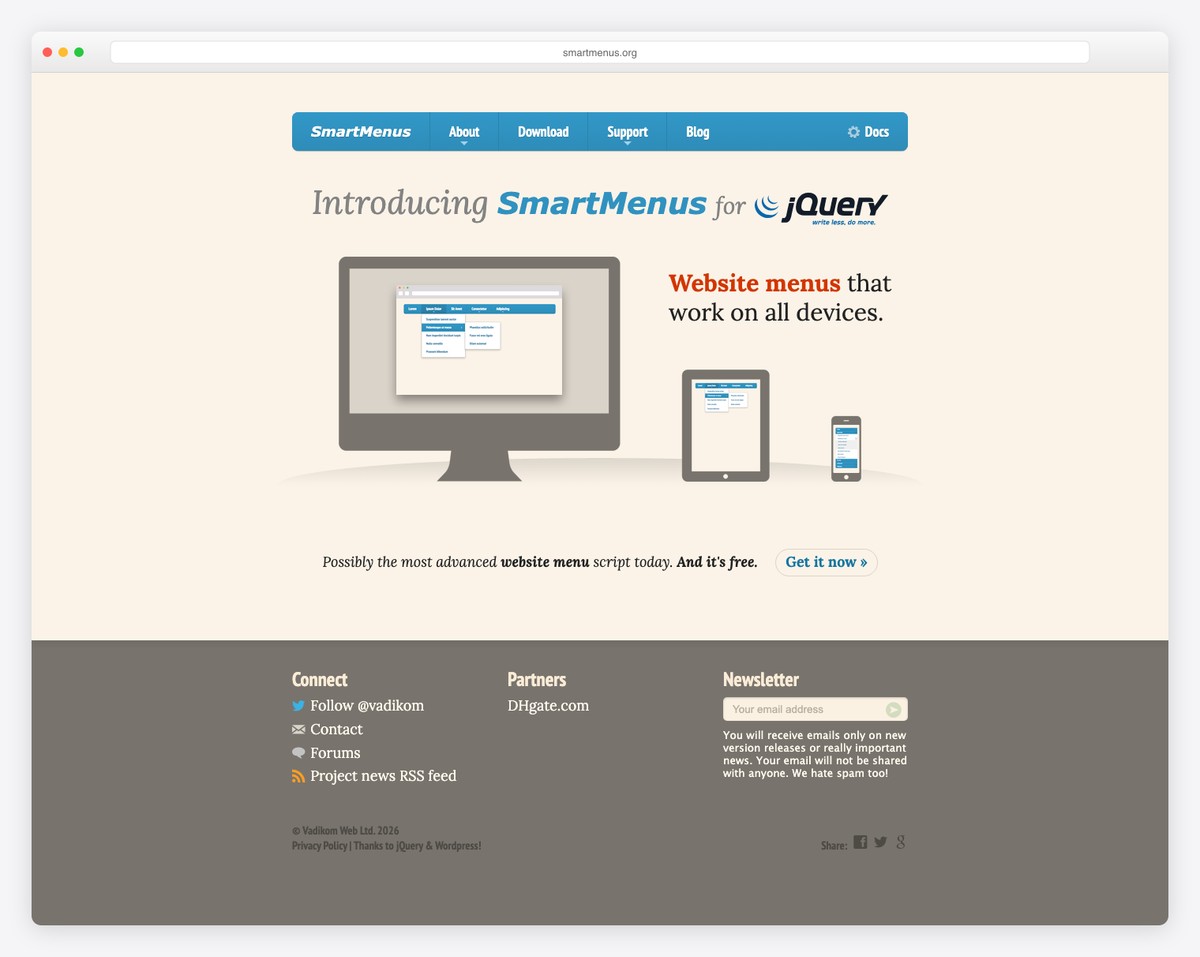 smartmenus navigation plugin screenshot