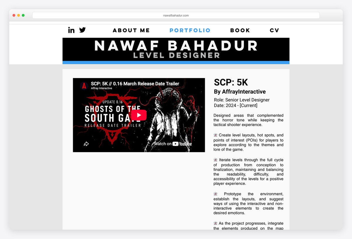 Nawaf Bahadur level designer portfolio website