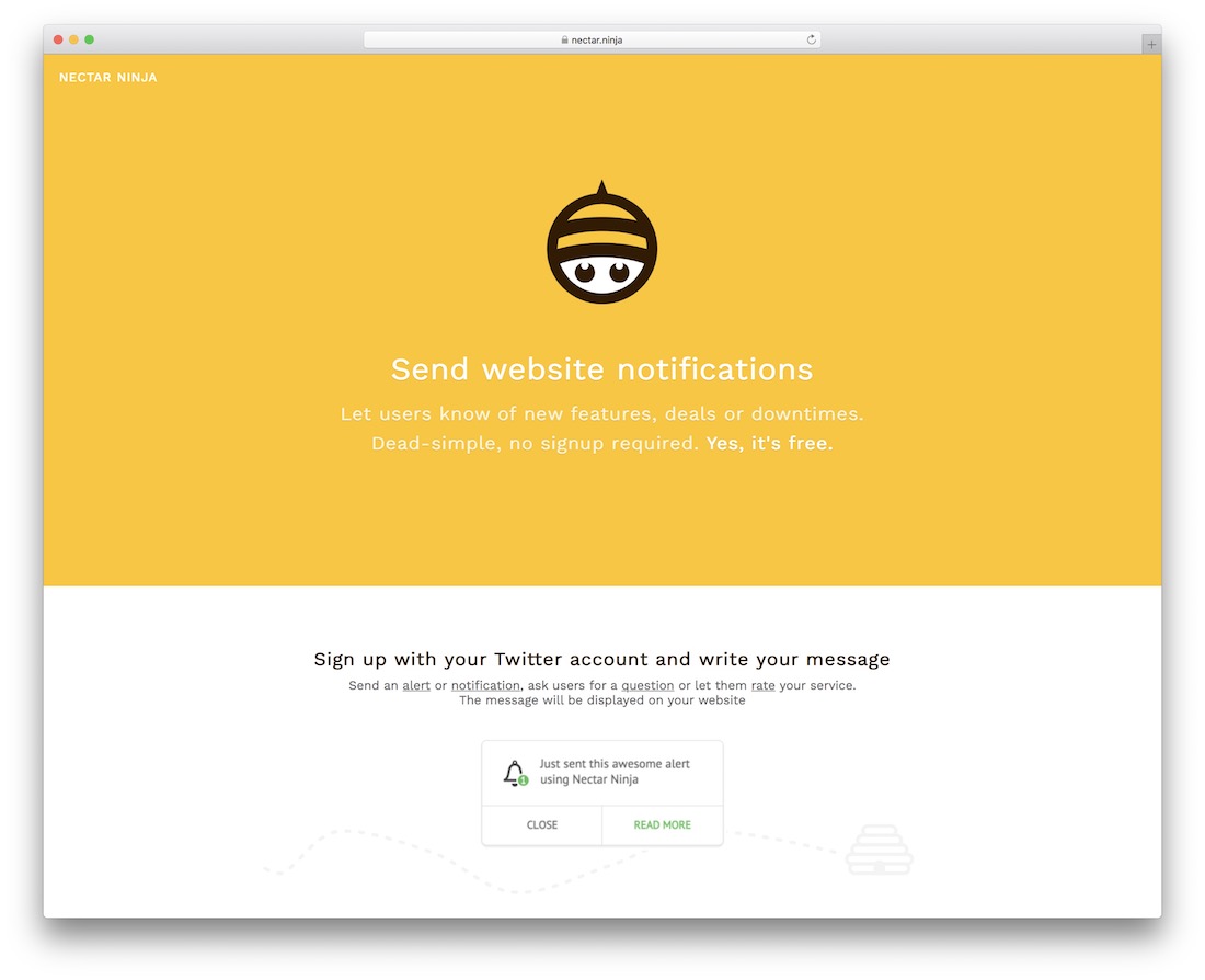 nectar ninja send website notifications platform