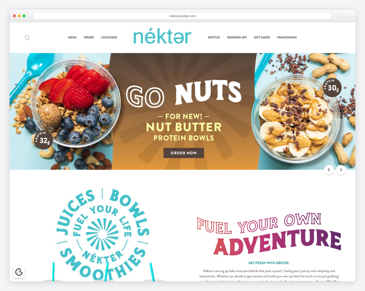 nekter juice bar website example