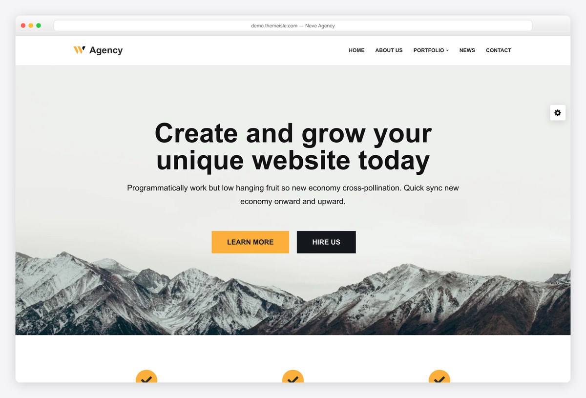 Neve free WordPress theme agency starter demo