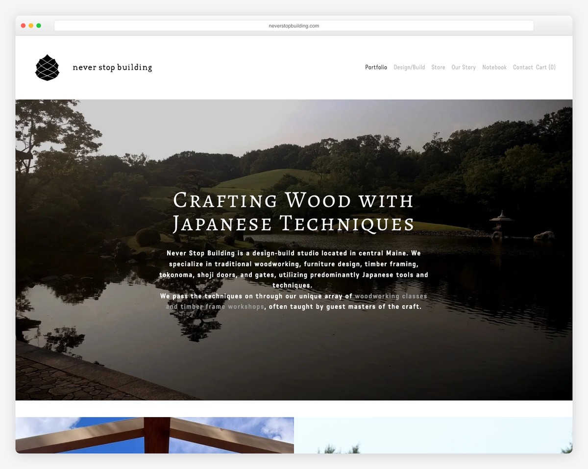 never stop building website example