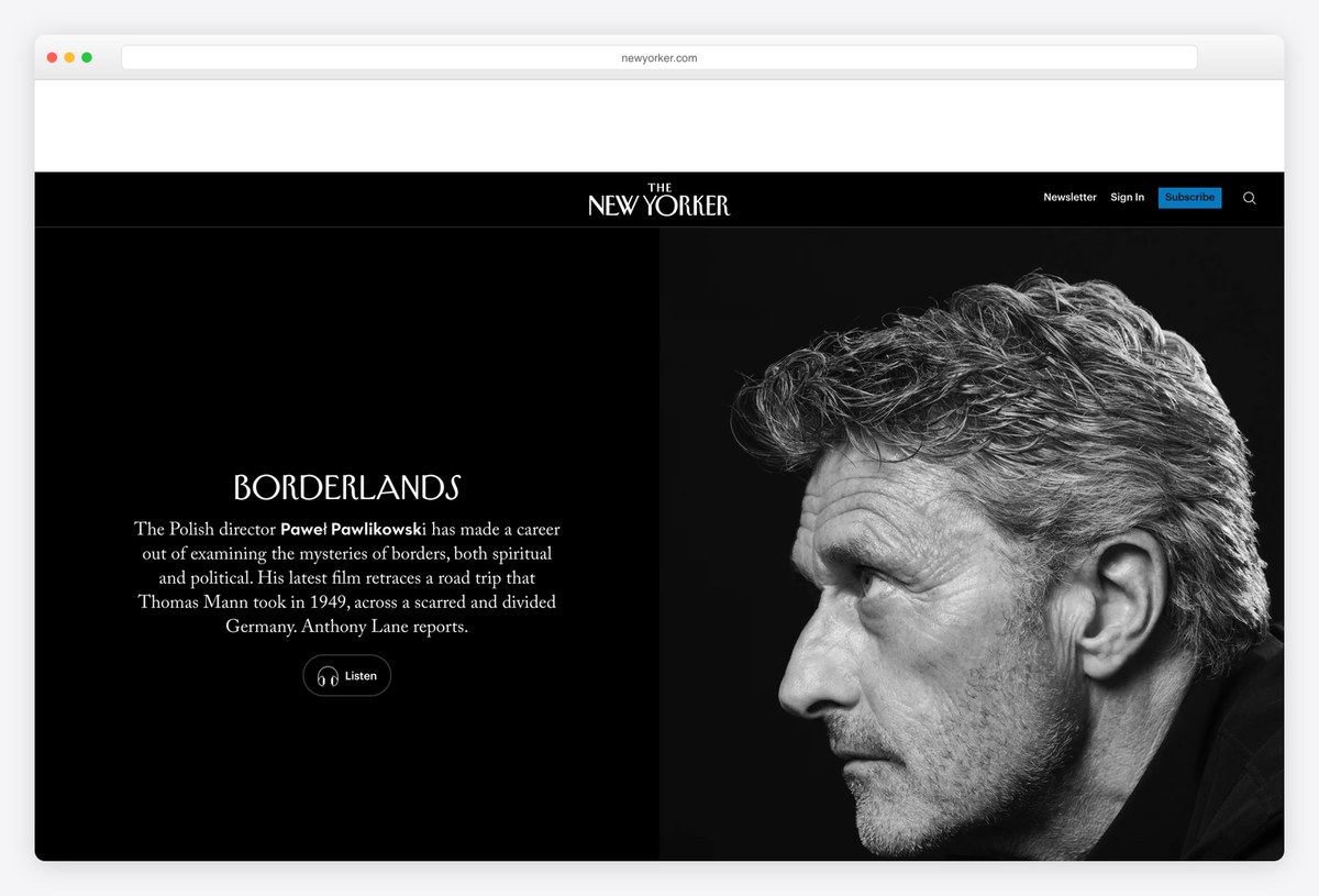 The New Yorker homepage design