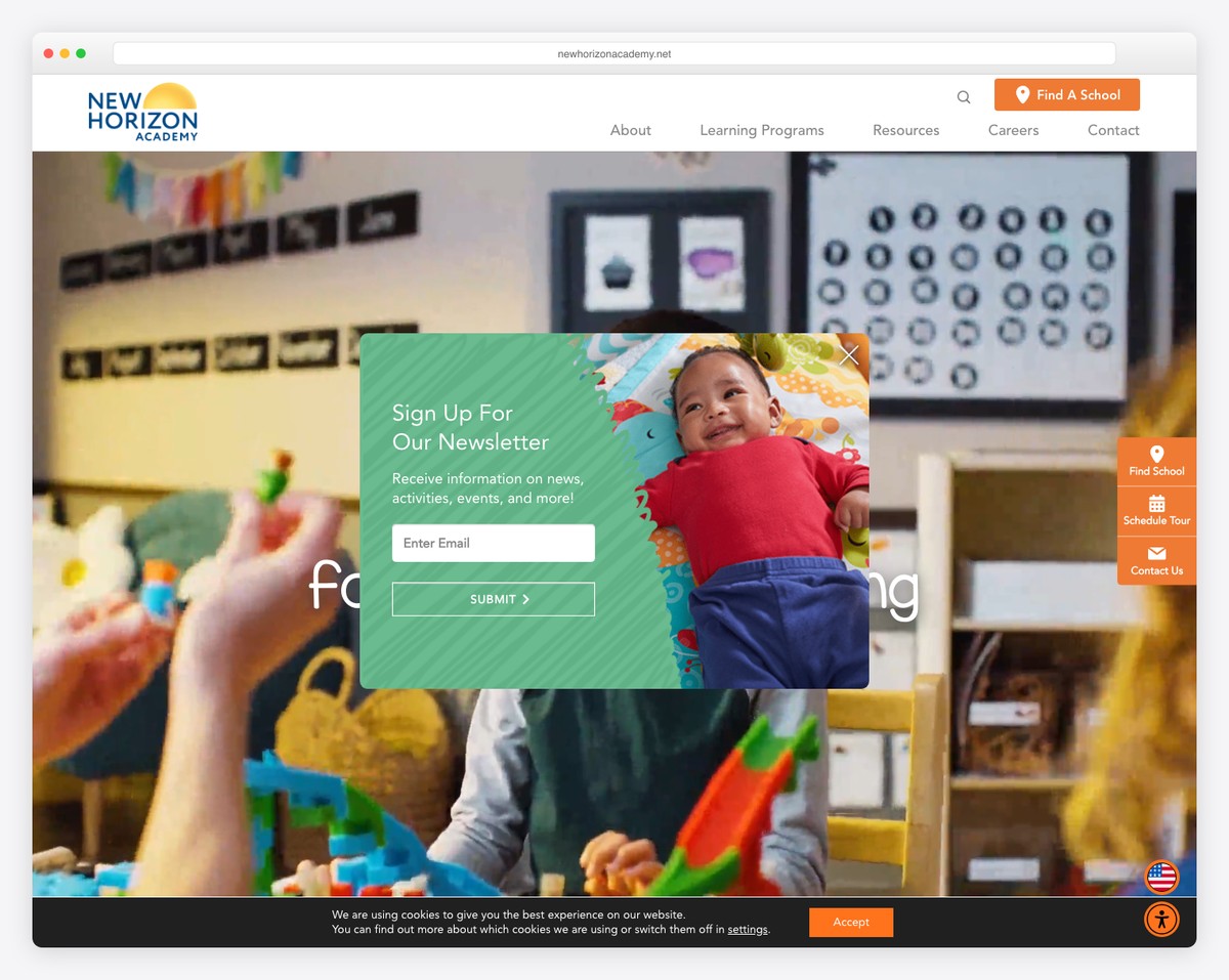 new horizon academy website example
