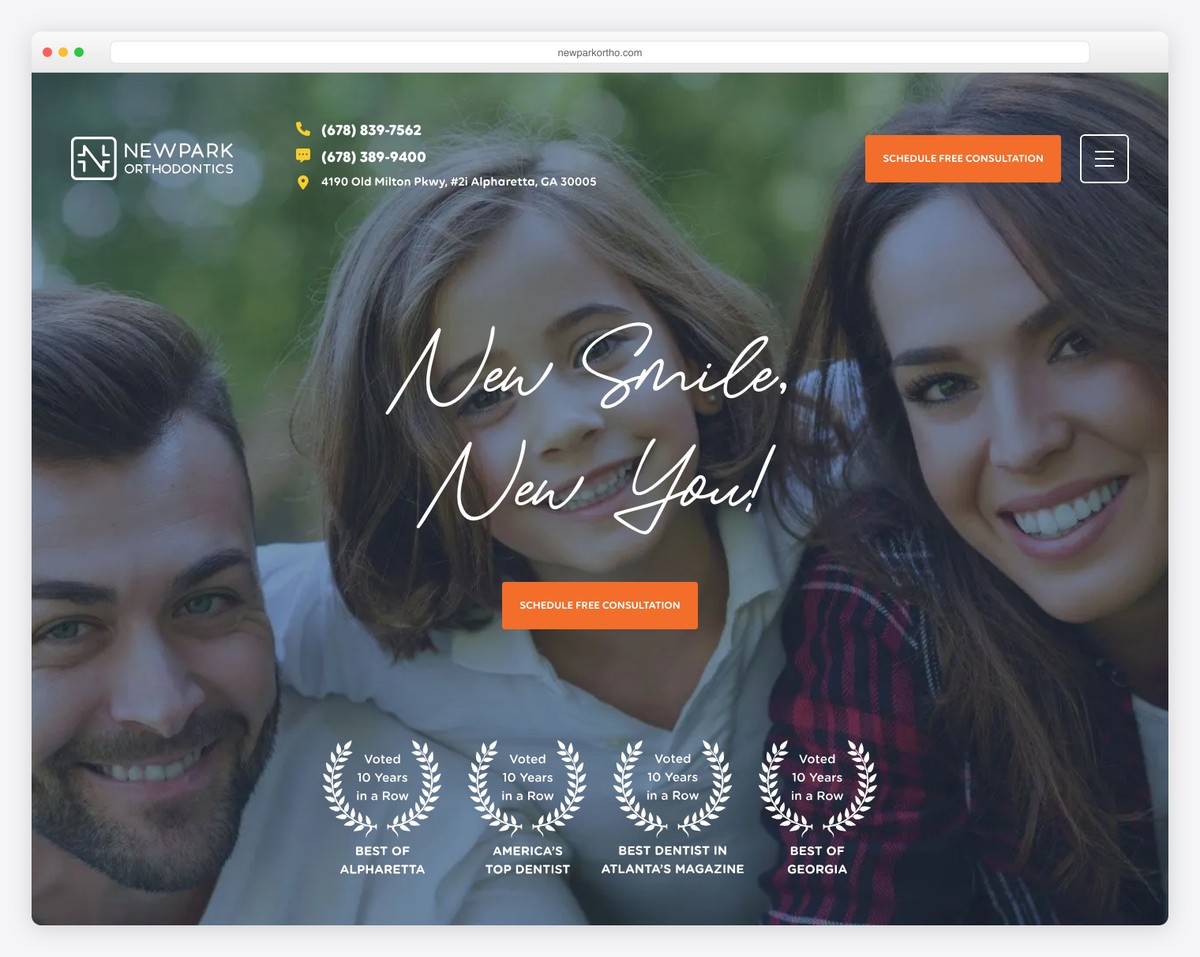 newpark orthodontics website example