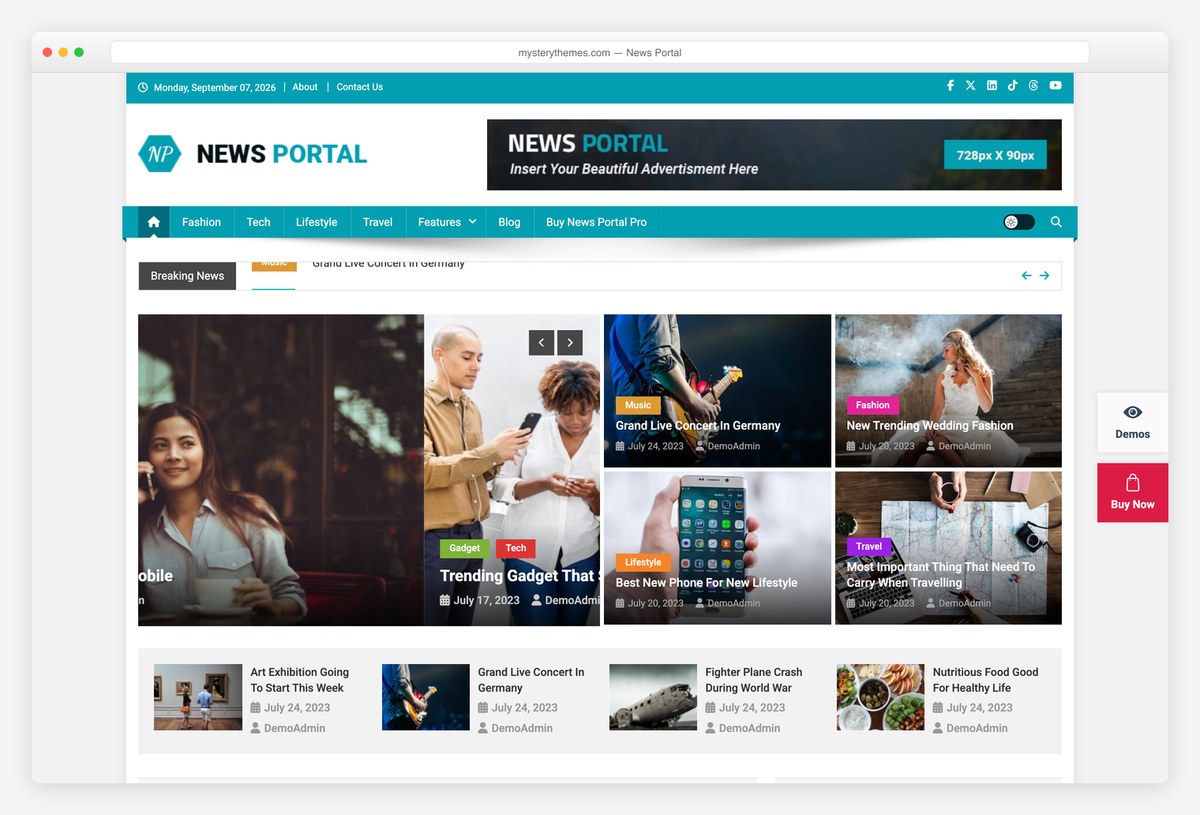 News Portal free newspaper WordPress theme demo