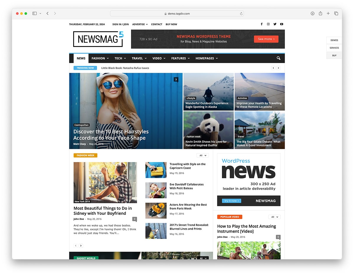 Newsmag - magazine style news theme for WordPress