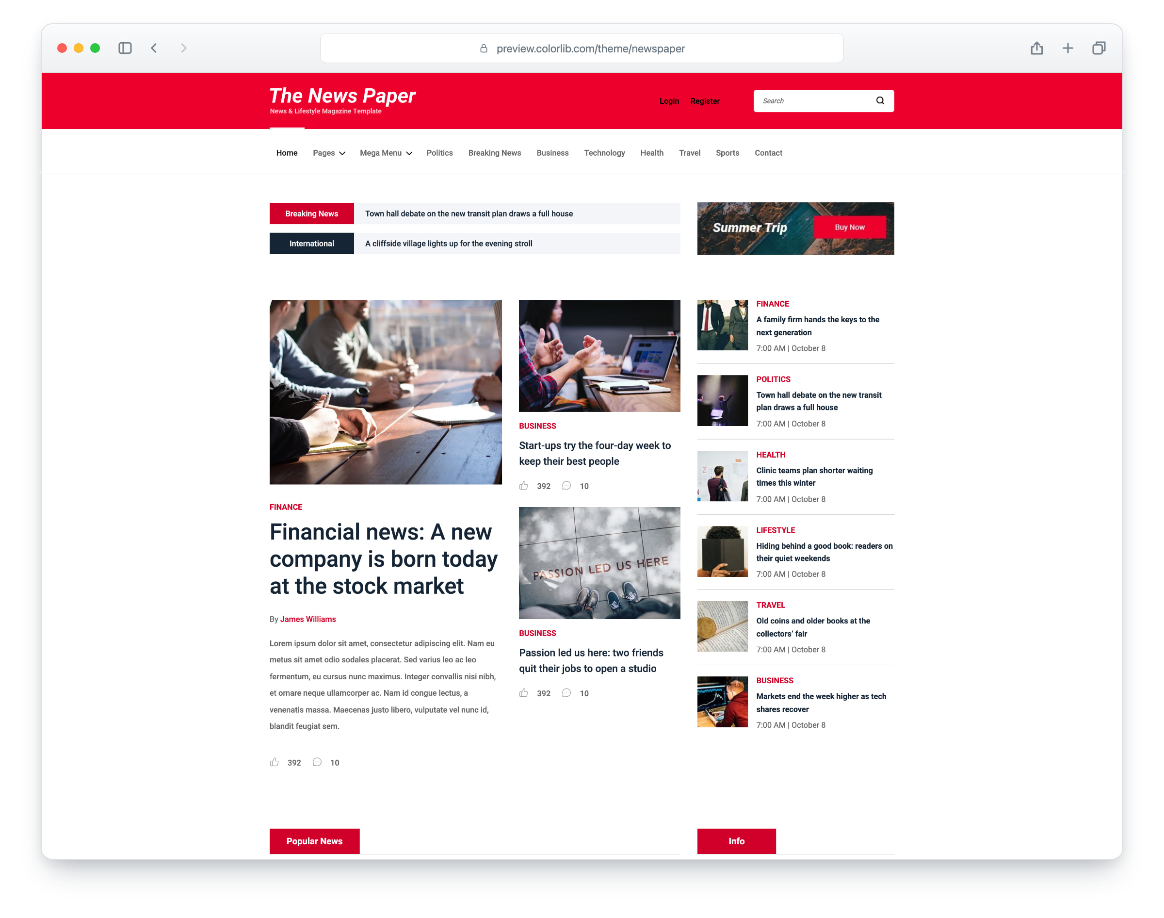 Newspaper website template