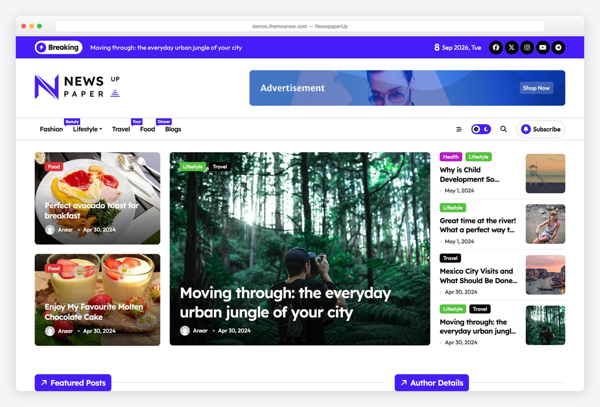 NewspaperUp free newspaper WordPress theme demo