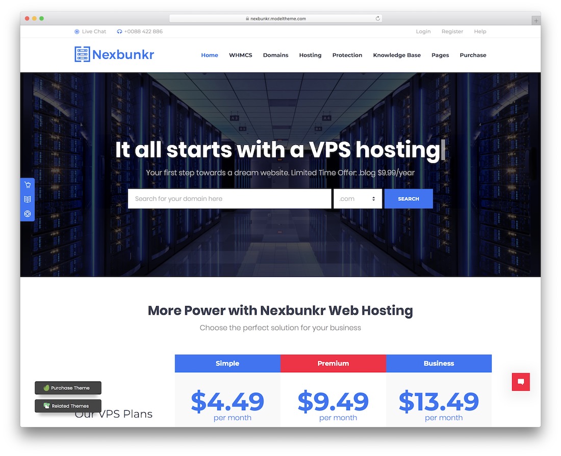 nexbunker web hosting website template