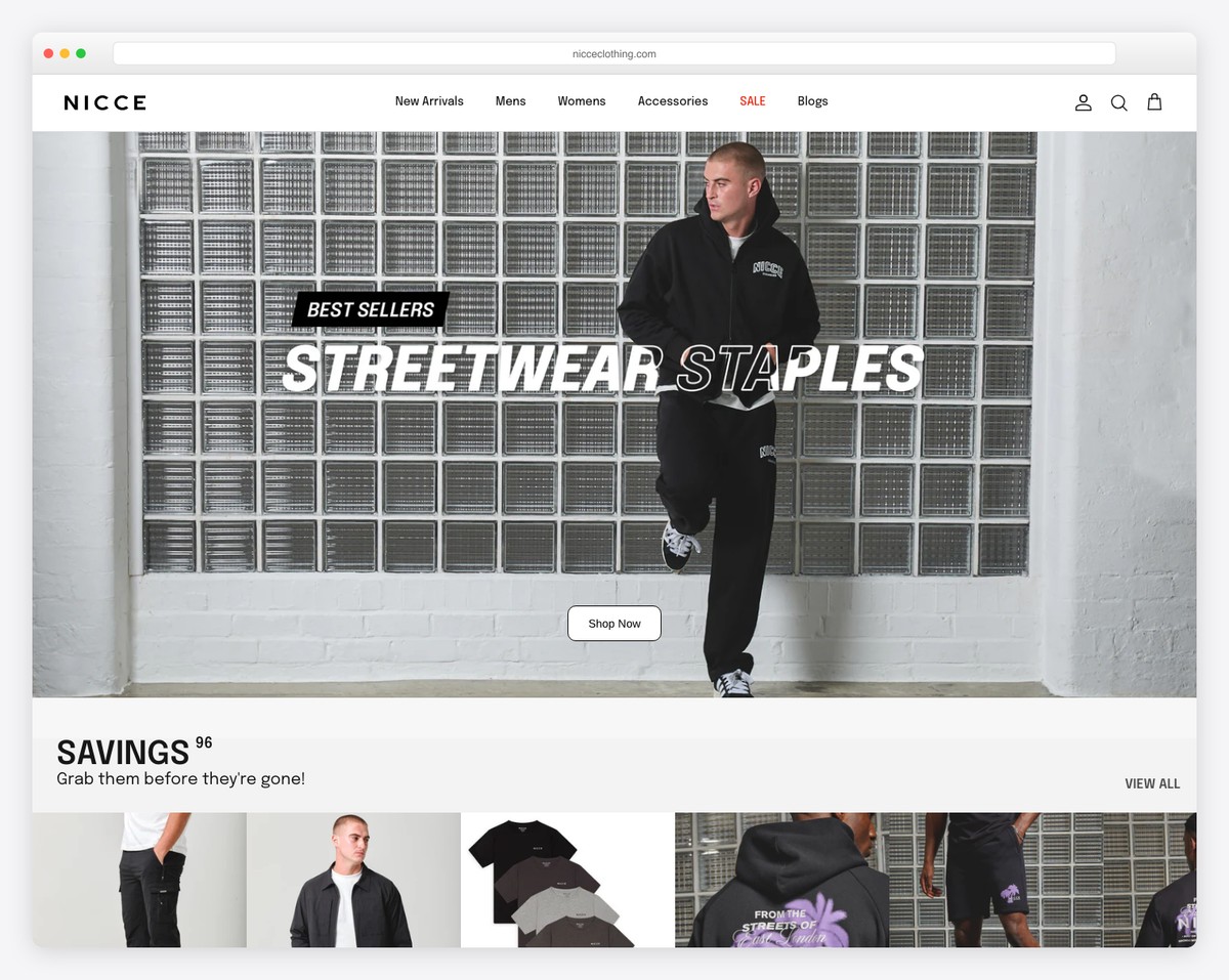nicce shopify website