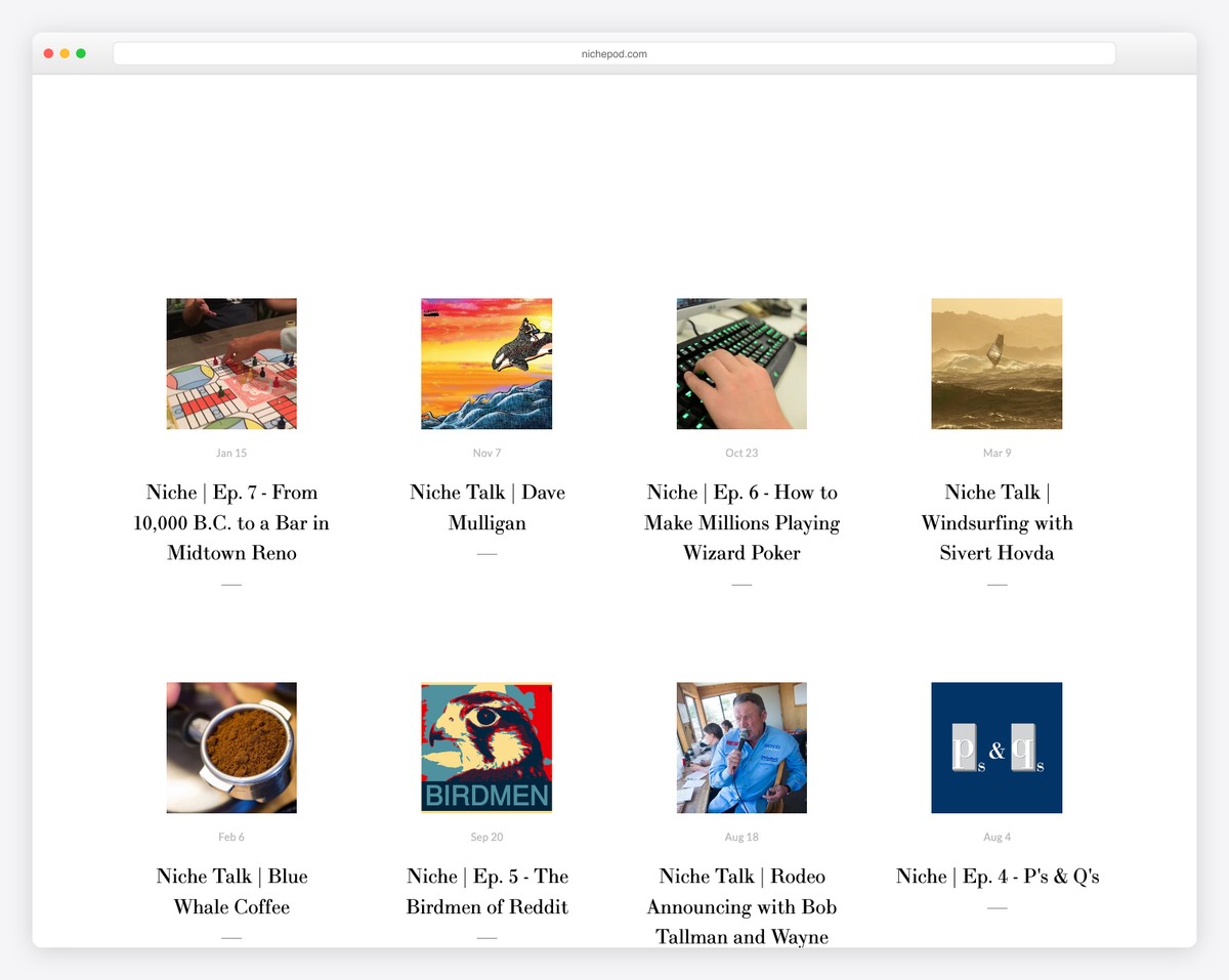 niche pod podcast website