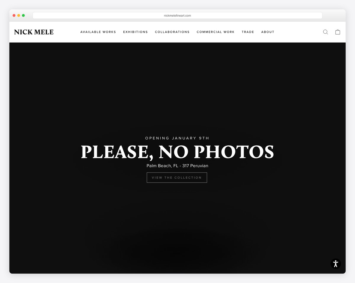 nick mele fine art website example