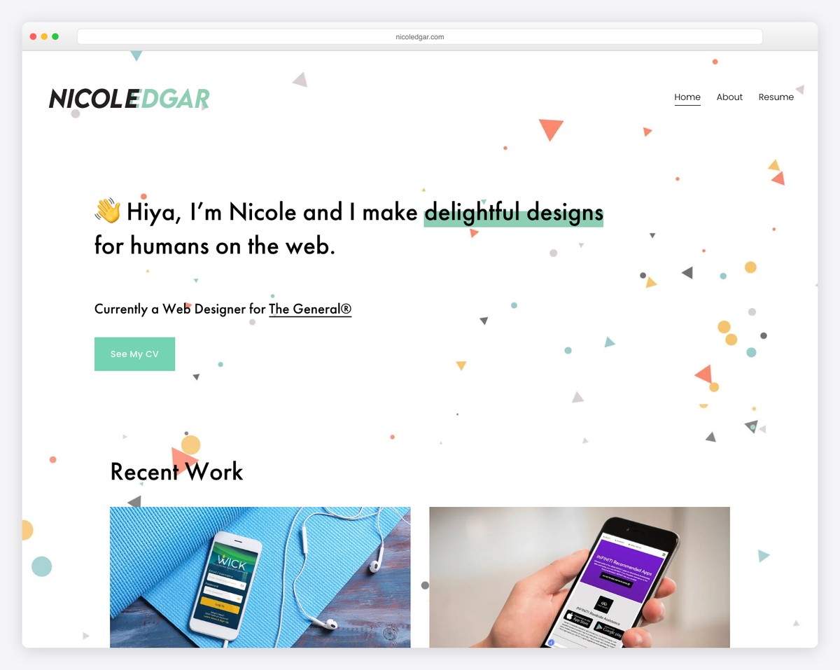 nicole edgar resume website example