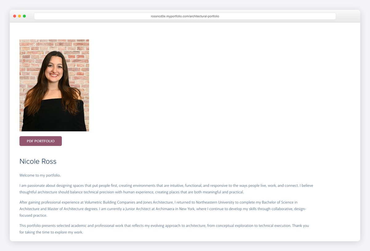 Nicole Ross architecture portfolio website