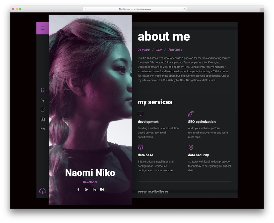 Responsive Resume Template Free Download from colorlib.com