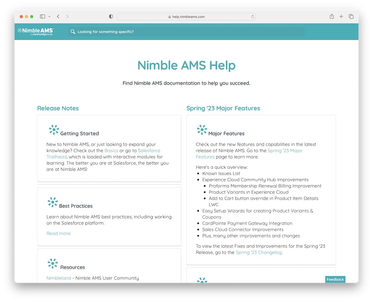 nimble ams help page example