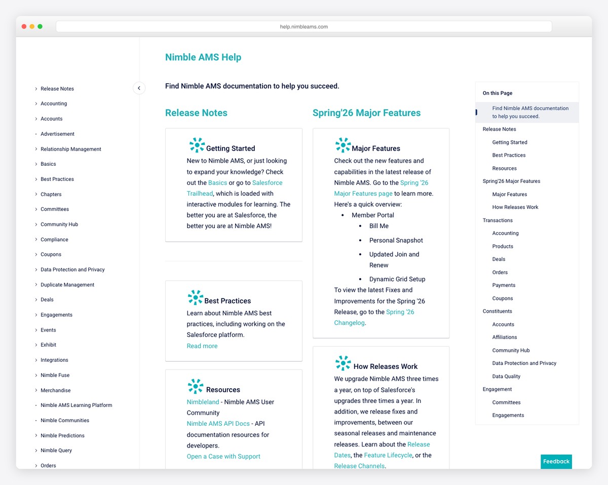 nimble ams help page example