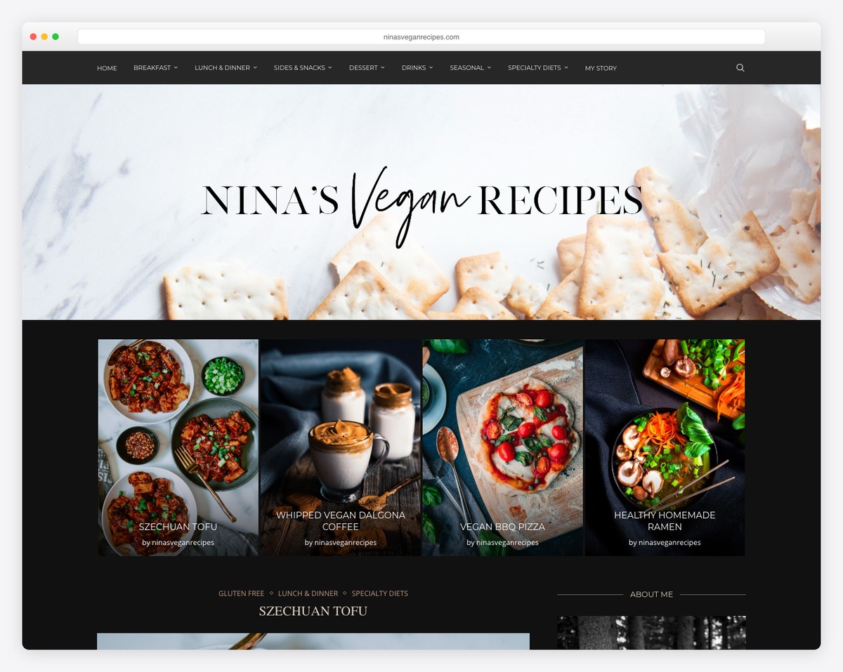 Ninas Vegan Recipes Food blog made with WordPress